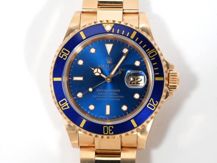ロレックス サブマリーナー デイト Ref.16618 イエローゴールド ブルー文字盤