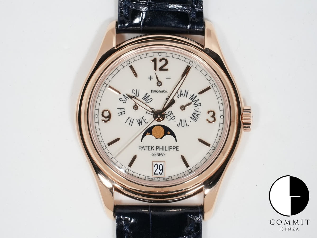 パテックフィリップ アニュアルカレンダー ムーン フェイズ  Tiffany&Co. Ref.5146R-001 18KRG アイボリー文字盤 中古 yupajm4m