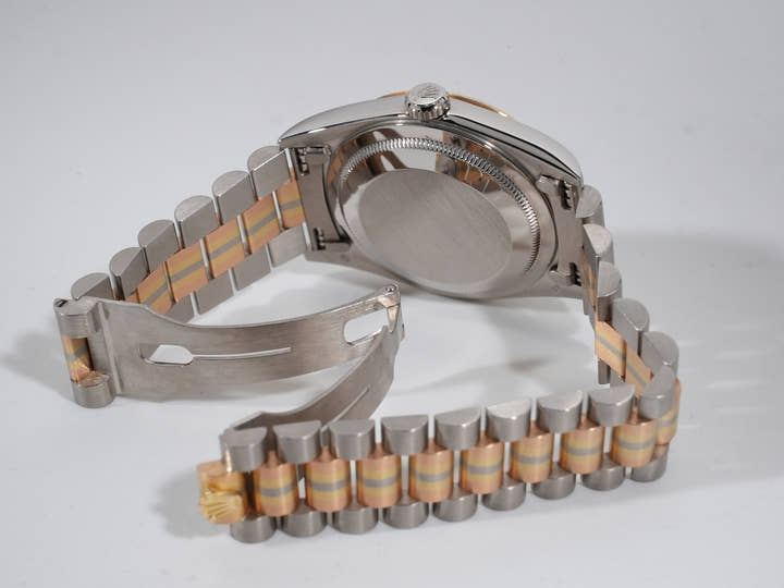 ロレックス デイデイト トリドール Ref.18239BIC ホワイトゴールド/ローズゴールド/イエローゴールド ブラックシェル x 10Pダイヤ文字盤