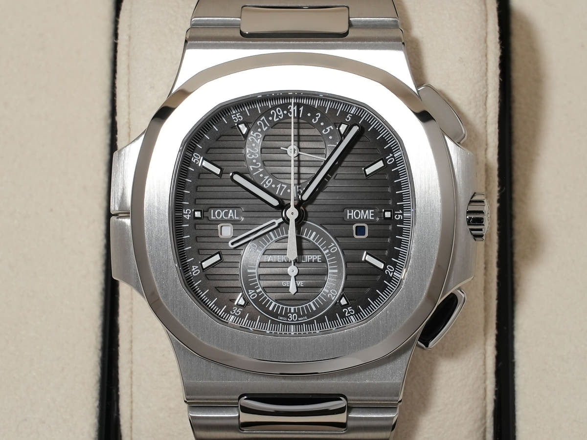 パテックフィリップ ノーチラス トラベルタイム クロノグラフ Ref.5990/1A-001 SS ブラックグラデーション文字盤 美品 du4g45tq