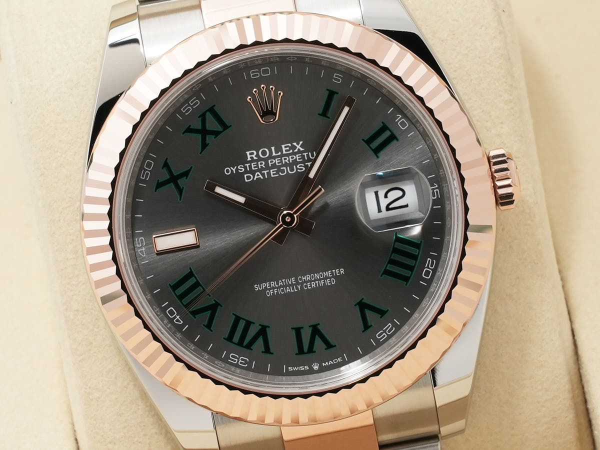 ロレックス デイトジャスト41 Ref.126331 SS/ERG スレートローマン文字盤 オイスターブレスレット 未使用 g7ttia5d