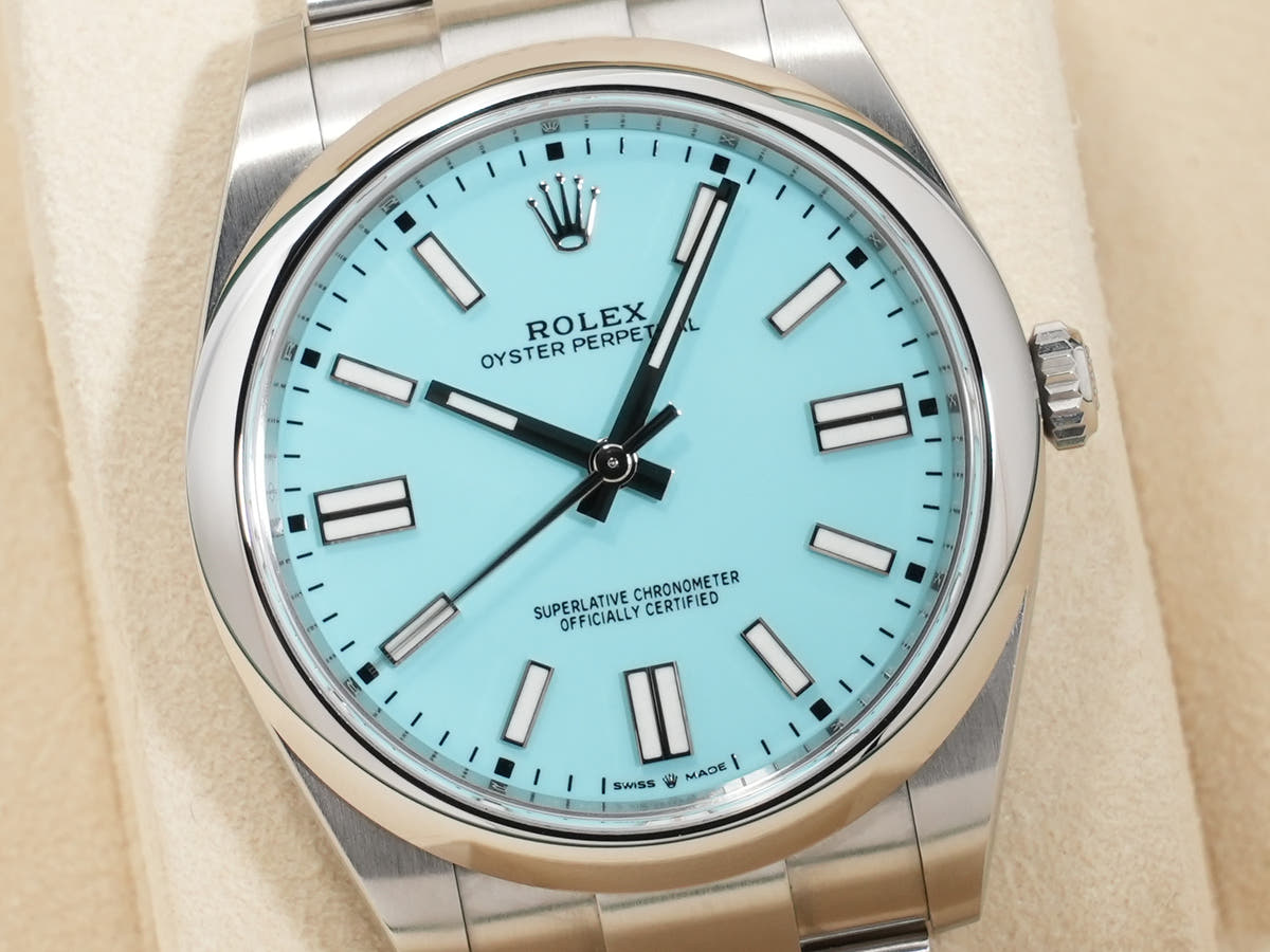 ロレックス オイスターパーペチュアル41 Ref.124300 SS ターコイズ文字盤 中古 yiwpszrf