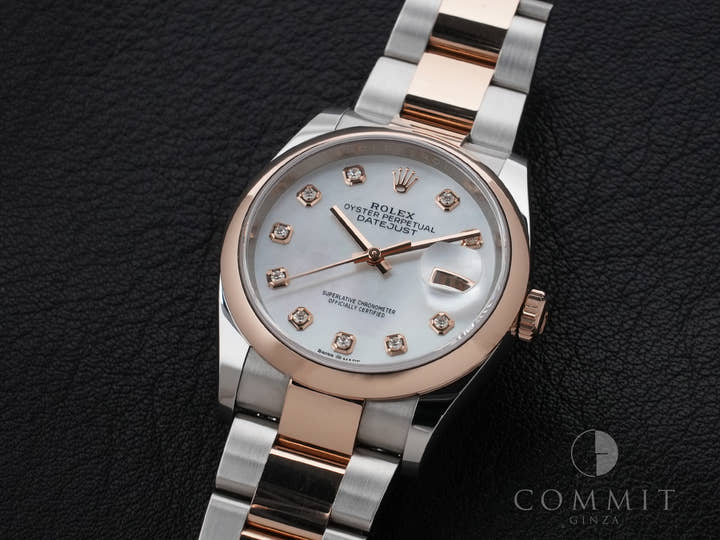 Rolex Datejust 36 Ref. 126201 Stainless Steel/Everose Gold White Mother-of-Pearl Dial with 10 Diamonds