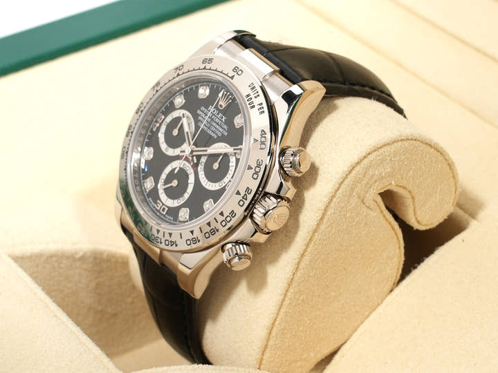 Rolex Daytona Ref. 116519LN White Gold Black Dial with 8 Diamonds