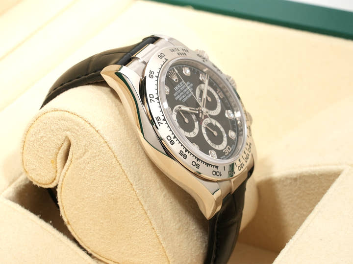 Rolex Daytona Ref. 116519LN White Gold Black Dial with 8 Diamonds