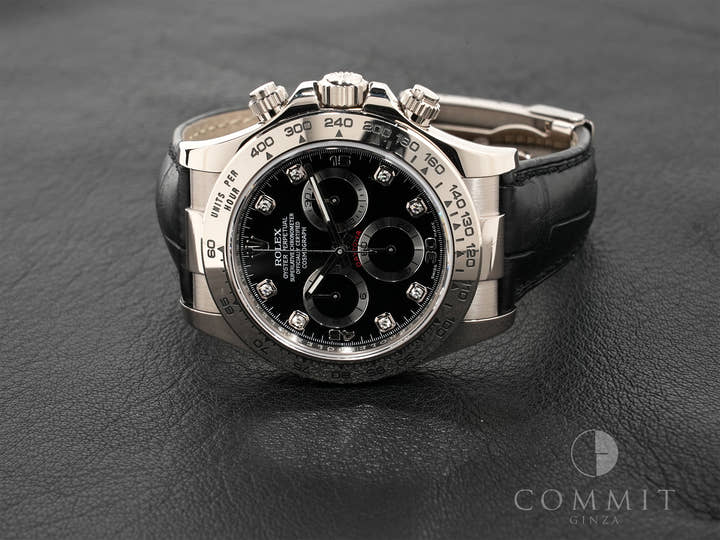 Rolex Daytona Ref. 116519LN White Gold Black Dial with 8 Diamonds