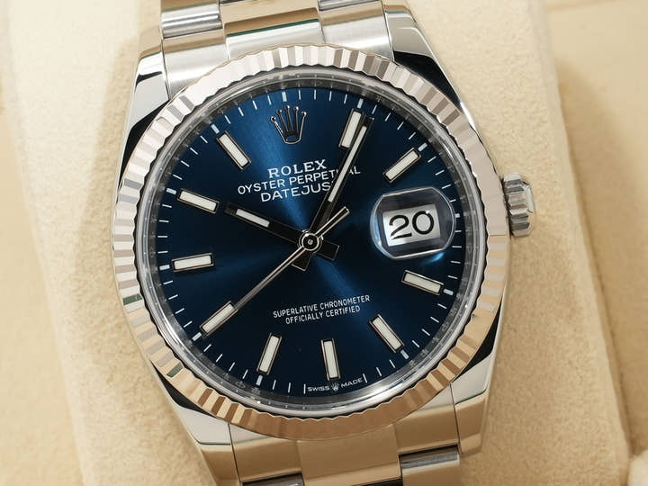 Rolex Datejust 36 Ref.126234 SS/WG Bright Blue Dial Oyster Bracelet Good Condition 2v7z7dk3