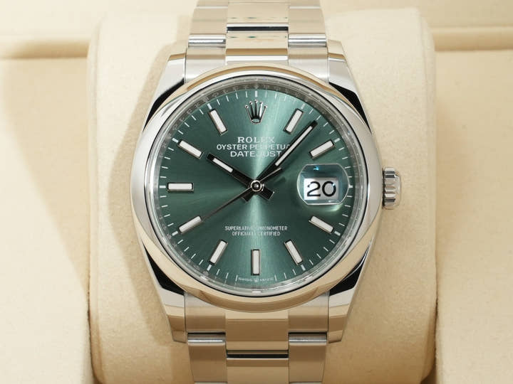 Rolex Datejust 36 Ref.126200 SS Mint Green Dial Oyster Bracelet Unused uoe9ycdi