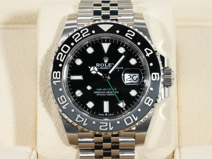 Rolex GMT Master II Ref.126710GRNR SS Black Dial Jubilee Bracelet Unused t743q6sk