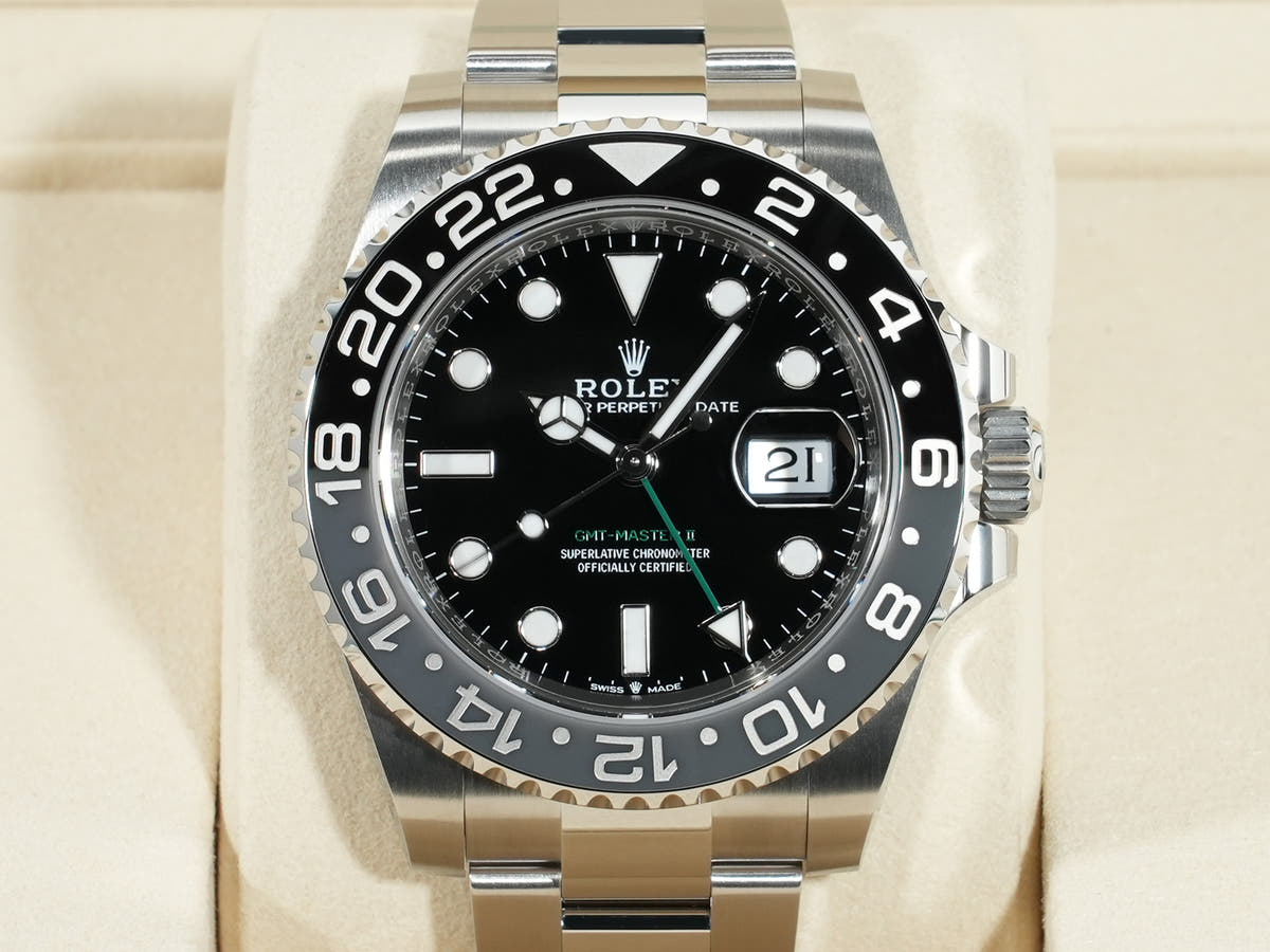 Rolex GMT Master II Ref.126710GRNR SS Black Dial Oyster Bracelet Unused qv3orzgv