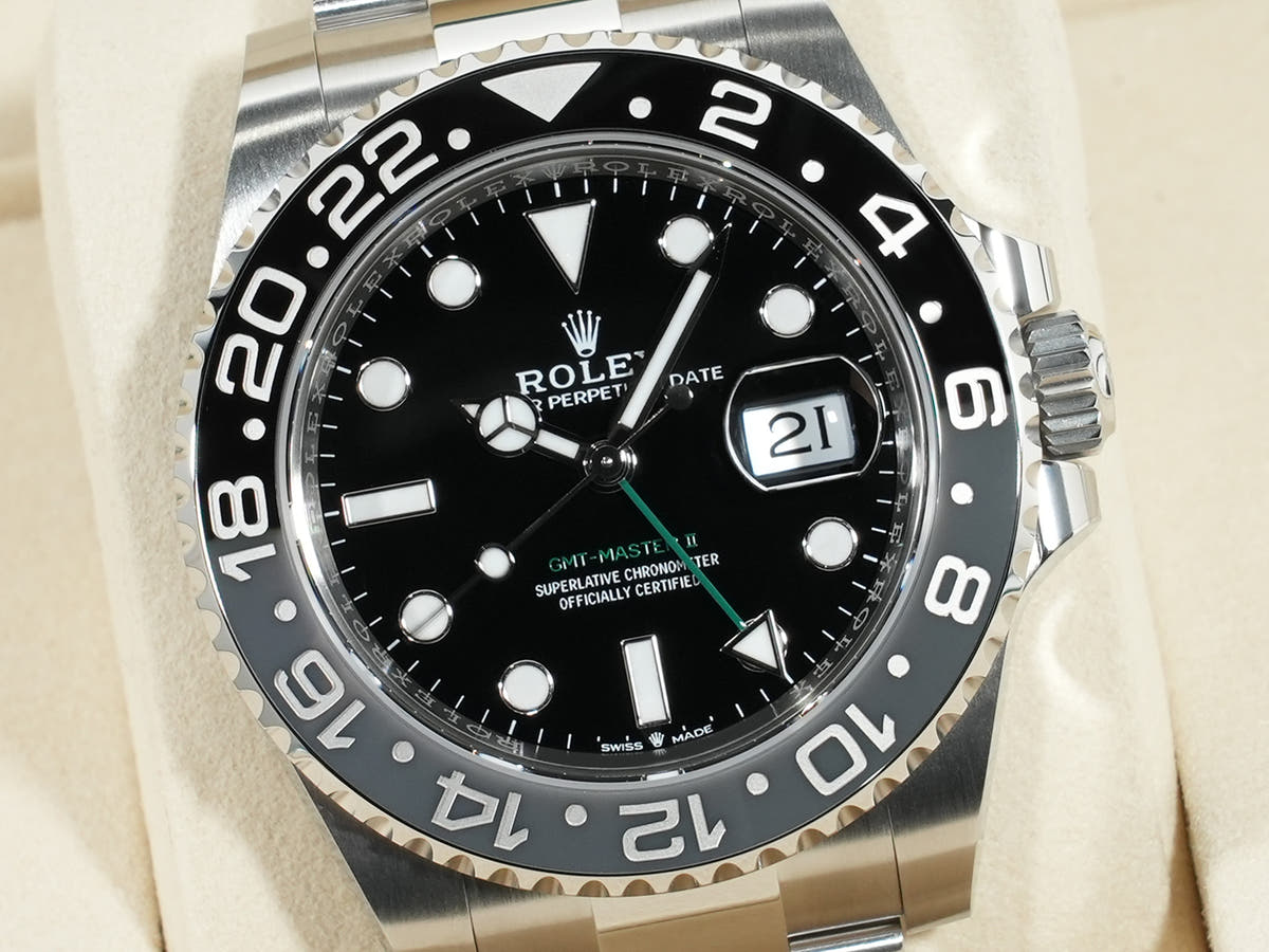Rolex GMT Master II Ref.126710GRNR SS Black Dial Oyster Bracelet Unused qv3orzgv