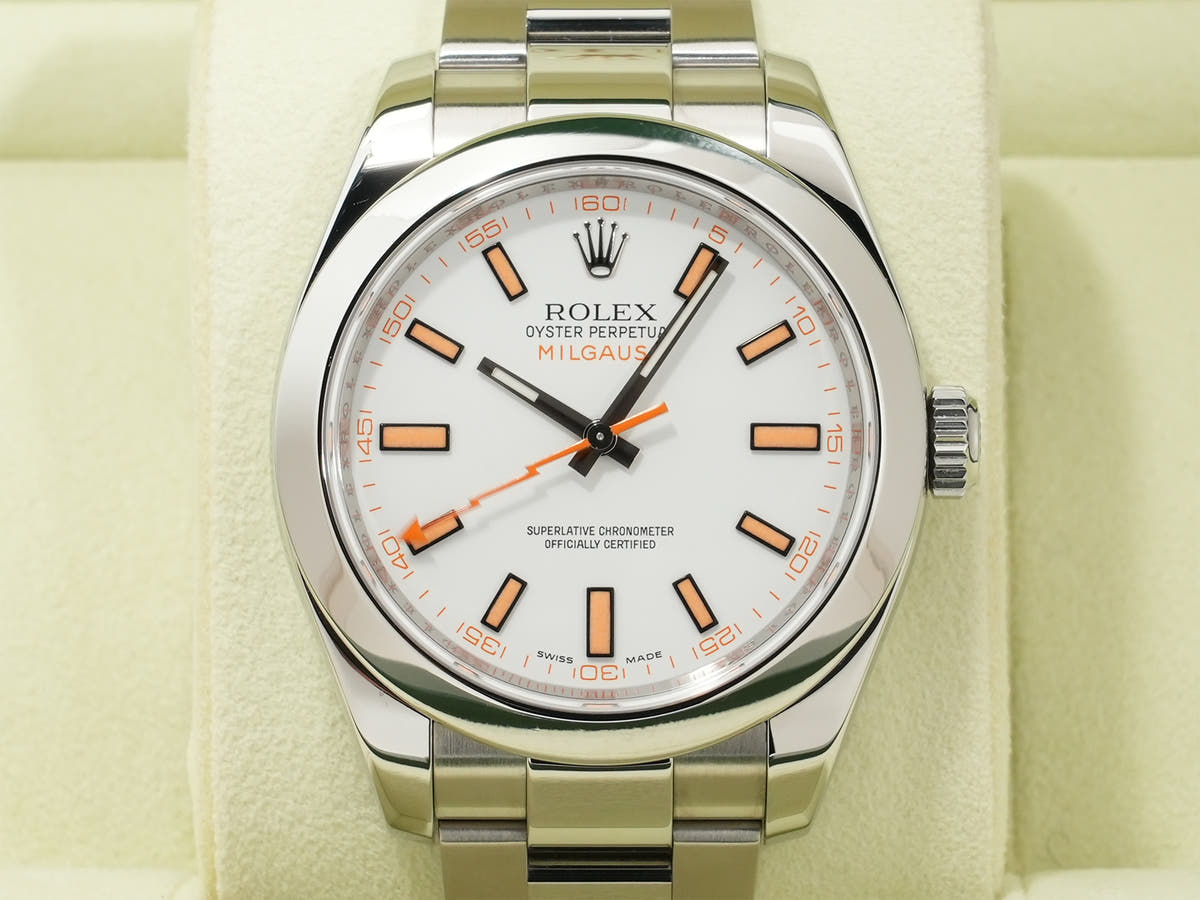 ロレックス ミルガウス Ref.116400 SS ホワイト文字盤 美中古 rcue2tob