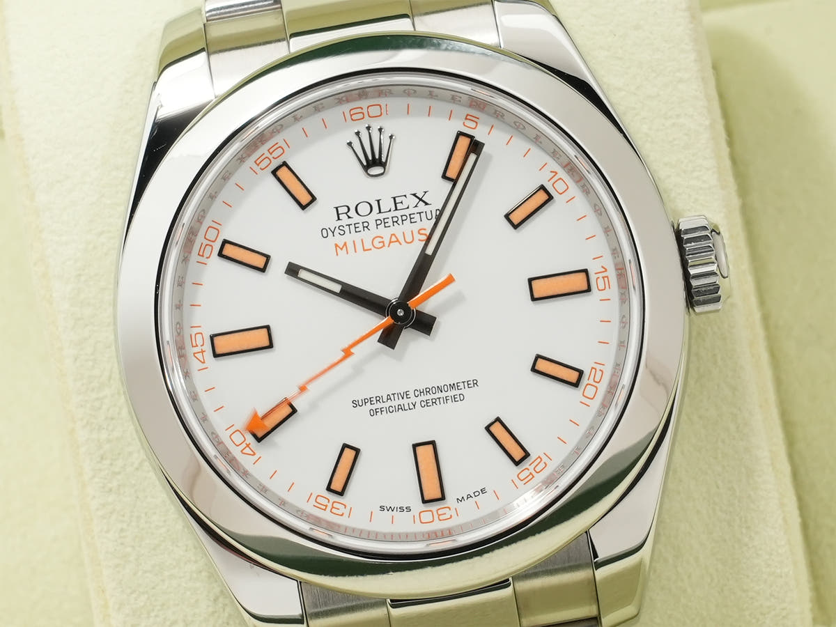 ロレックス ミルガウス Ref.116400 SS ホワイト文字盤 美中古 rcue2tob