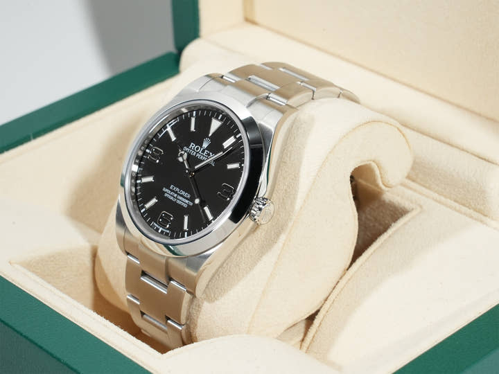 ロレックス エクスプローラーI 鏡面ブラックアウト Ref.214270 ステンレススチール ブラック文字盤