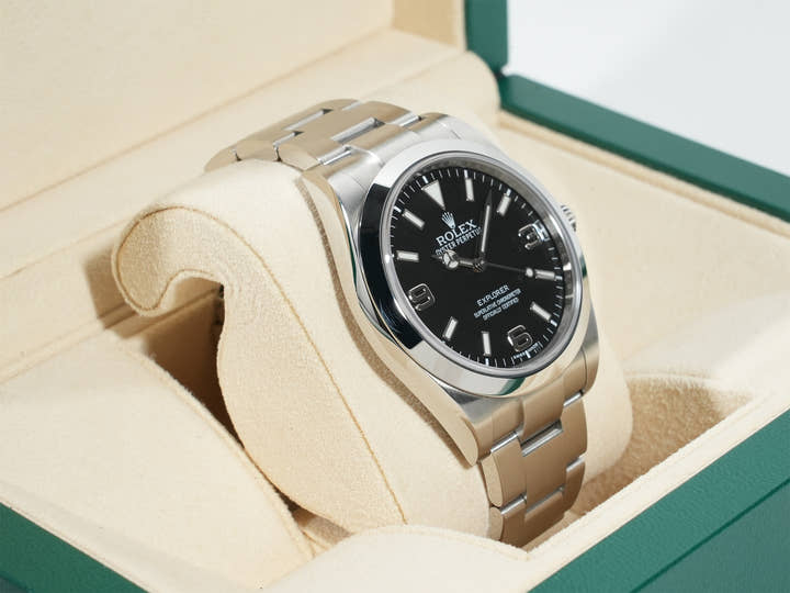 ロレックス エクスプローラーI 鏡面ブラックアウト Ref.214270 ステンレススチール ブラック文字盤