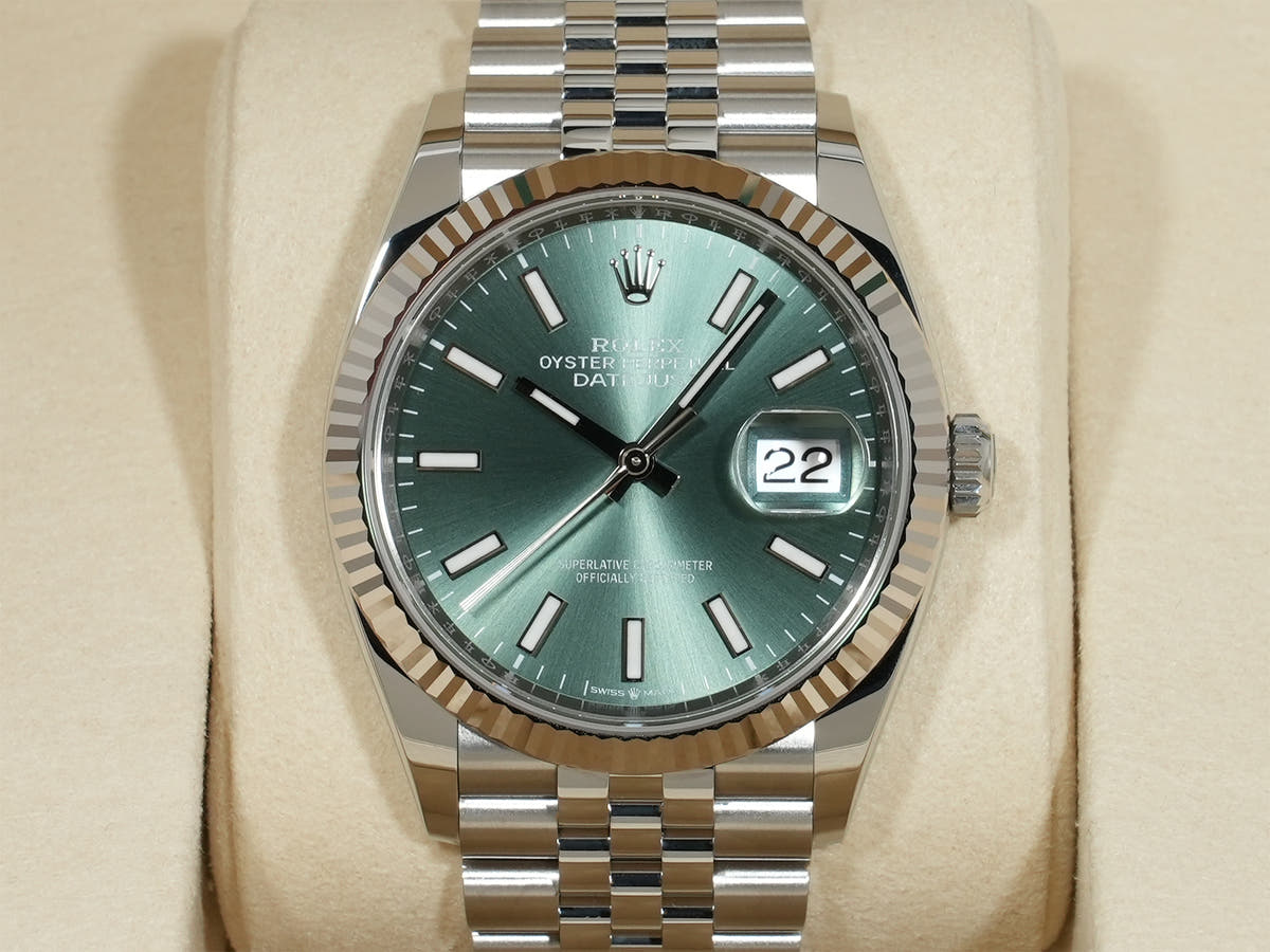 Rolex Datejust 36 Ref.126234 SS/WG Mint Green Dial Jubilee Bracelet Unused rvxc2i3f