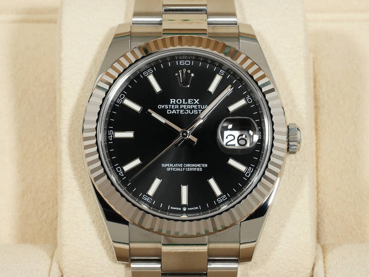 Rolex Datejust 41 Ref.126334 SS/WG Black Dial Oyster Bracelet Good Condition Used nex4w4v6