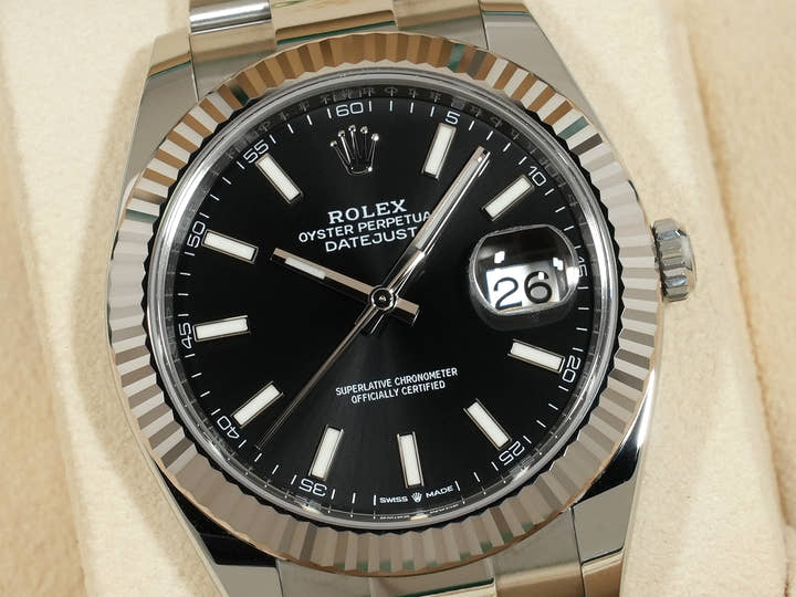 Rolex Datejust 41 Ref.126334 SS/WG Black Dial Oyster Bracelet Good Condition Used nex4w4v6