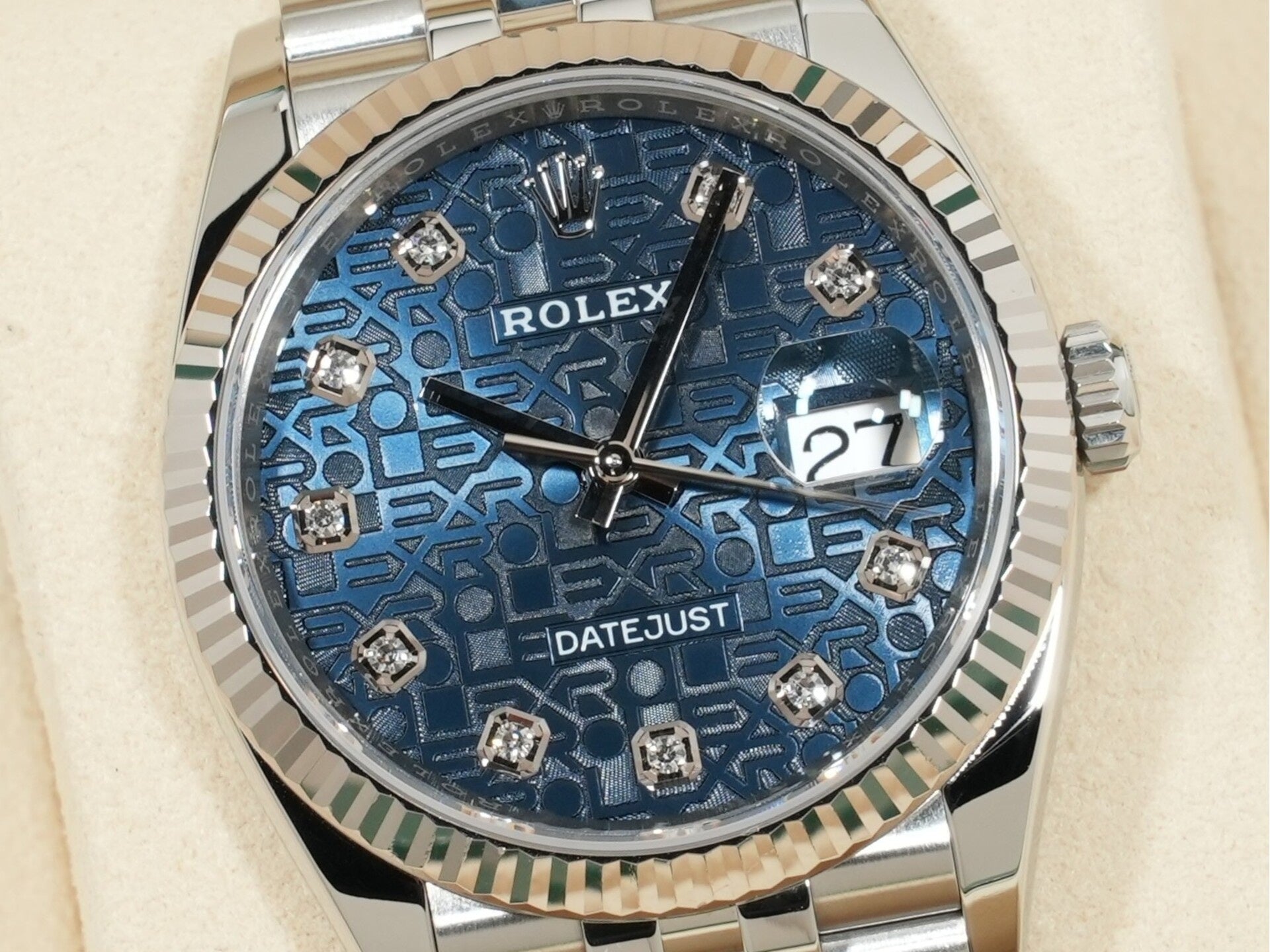 ロレックス デイトジャスト36 Ref.126234G SS/WG ブルーホリコンピューター文字盤 ジュビリーブレスレット 美中古 e5gnahrc