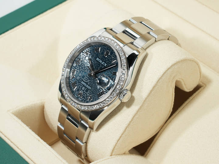 Rolex Datejust Ref.116244 SS/WG Blue Holocomputer Dial Good Condition phww67ub