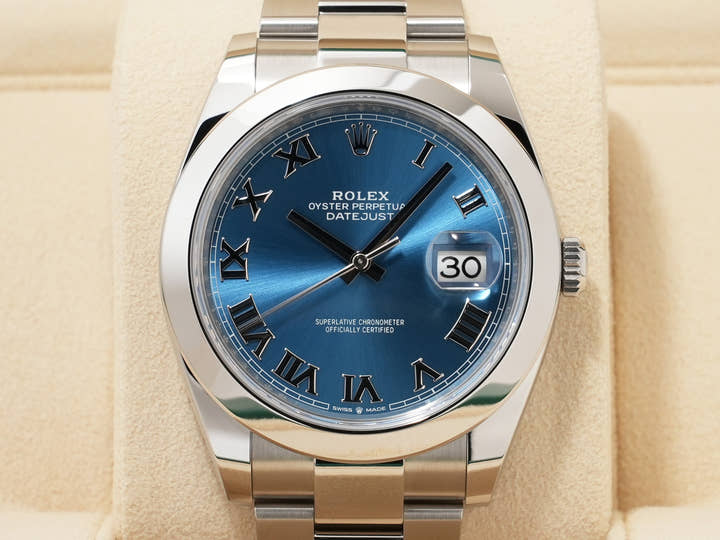 Rolex Datejust 41 Ref.126300 Stainless Steel Azzurro Blue Dial Oyster Bracelet Unused i4oynnb8