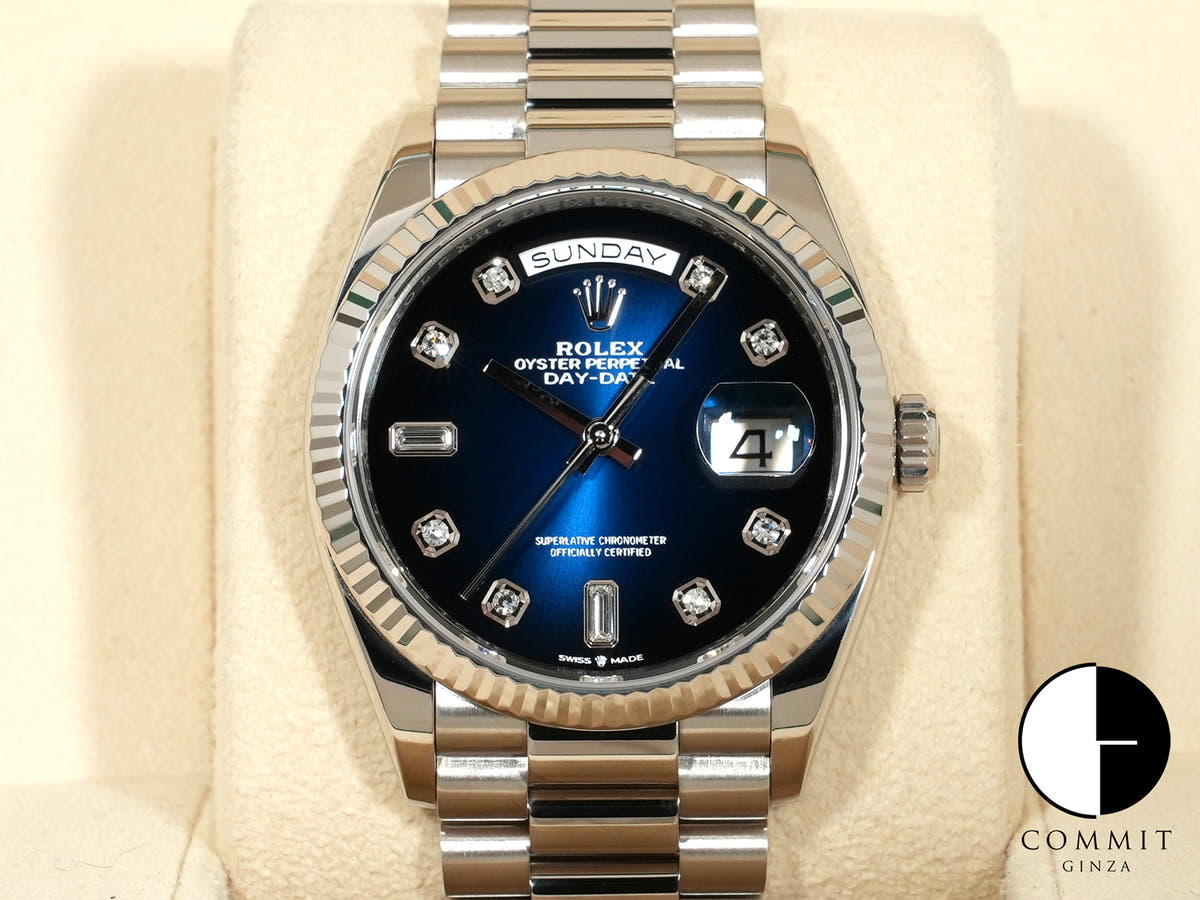 ロレックス デイデイト36 Ref.128239A 18KWG ブルーオンブレ文字盤 美中古 f8vviomc