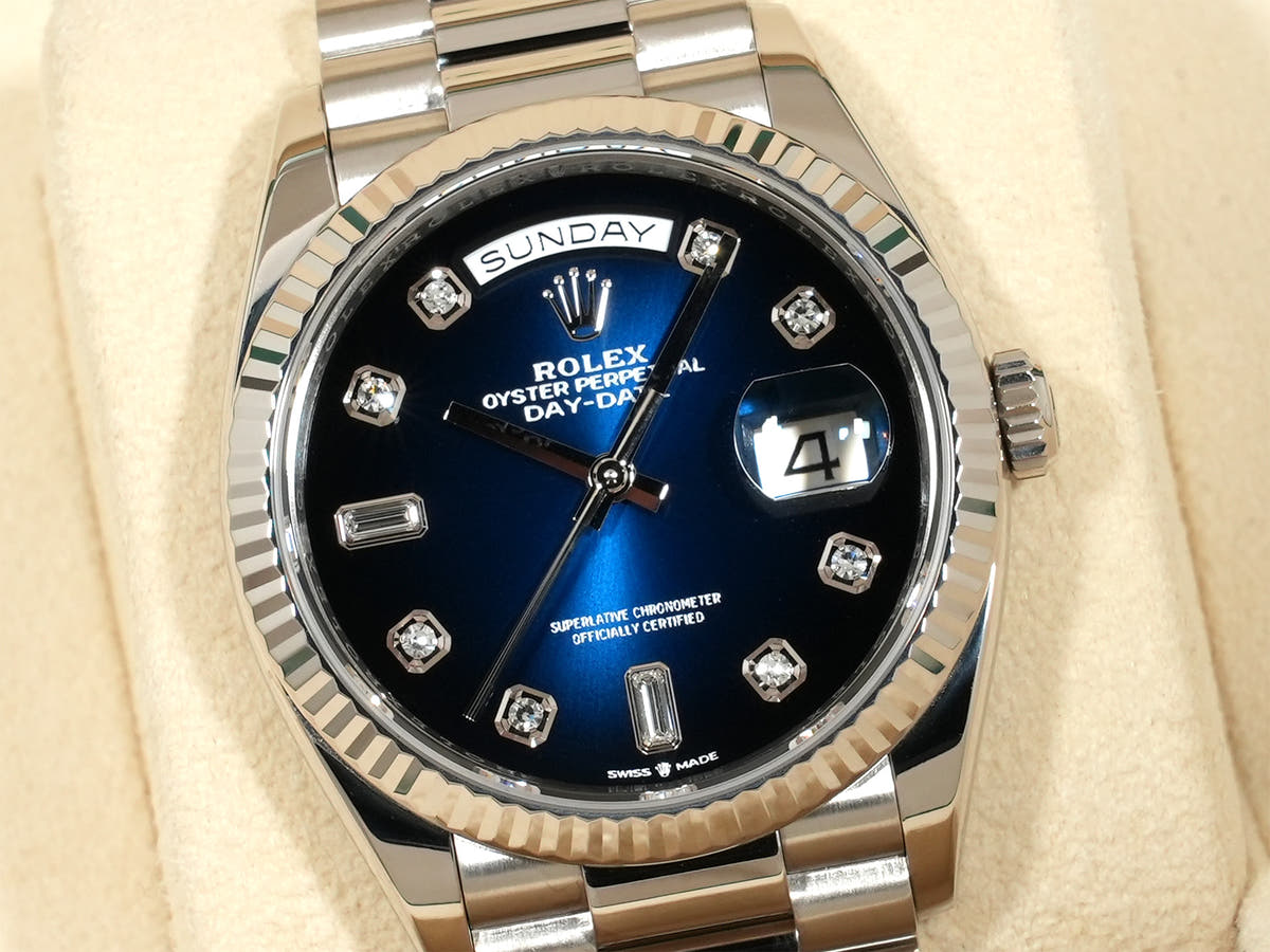 ロレックス デイデイト36 Ref.128239A 18KWG ブルーオンブレ文字盤 美中古 f8vviomc