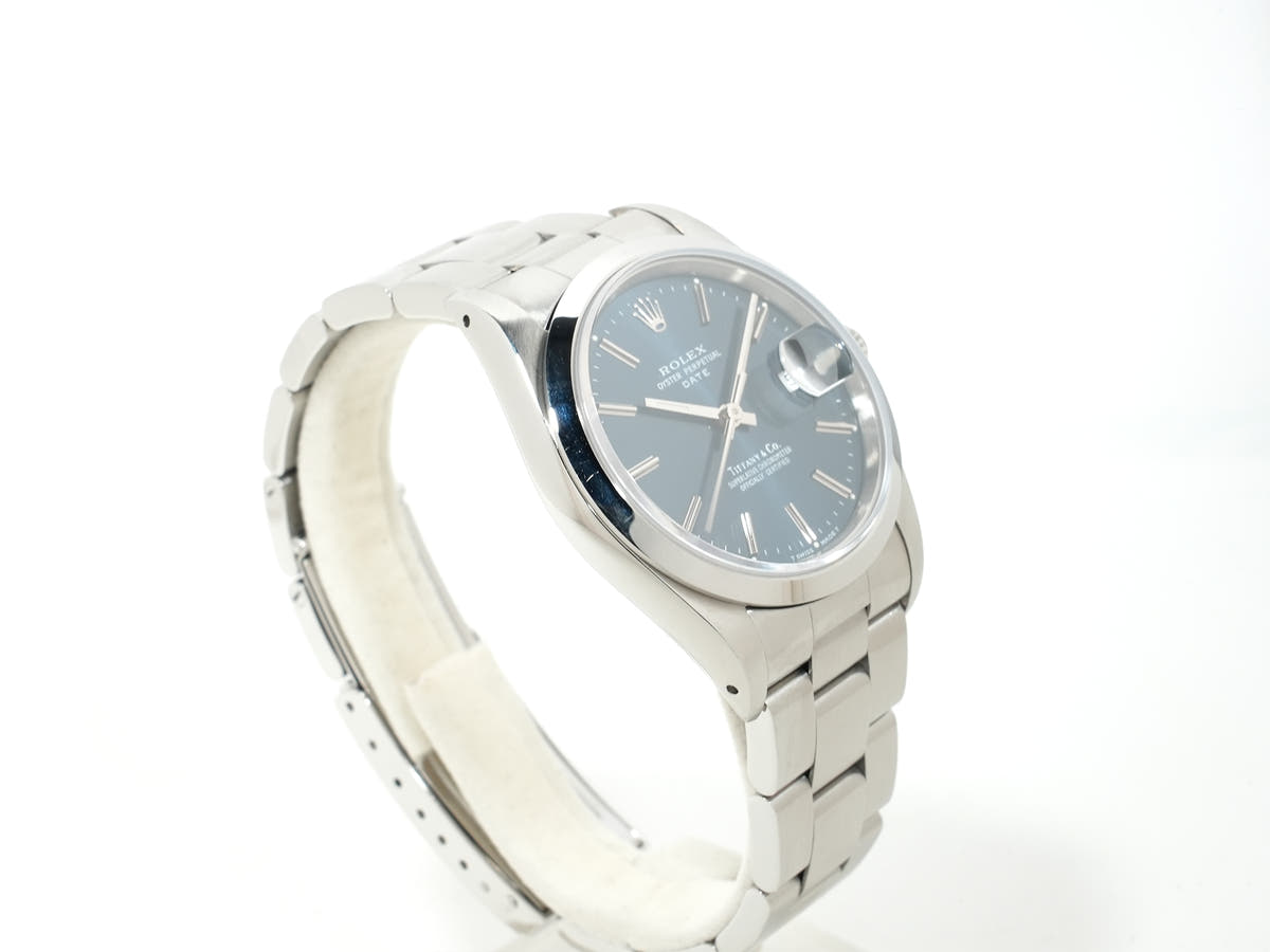 ロレックス オイスターパーペチュアル デイト TIFFANY＆Co. Ref.15200 SS ブルー文字盤 美中古 tggoqjyk