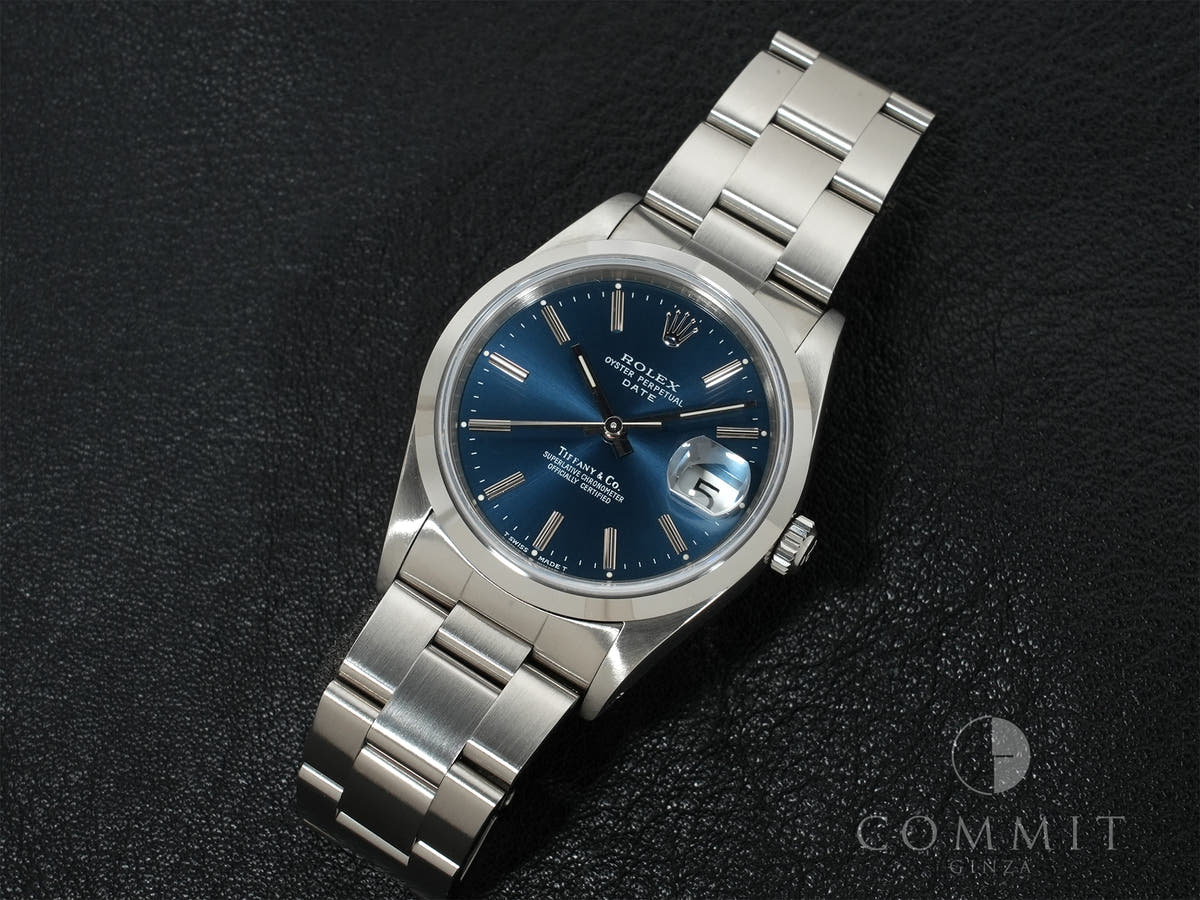 ロレックス オイスターパーペチュアル デイト TIFFANY＆Co. Ref.15200 SS ブルー文字盤 美中古 tggoqjyk