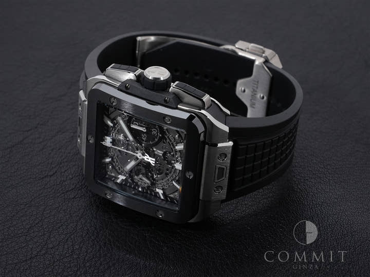 ウブロ スクエアバン ウニコ チタニウム セラミック Ref.821.NM.0170.RX TITANIUM×CERAMIC スケルトン文字盤 美中古 7nuvos9n