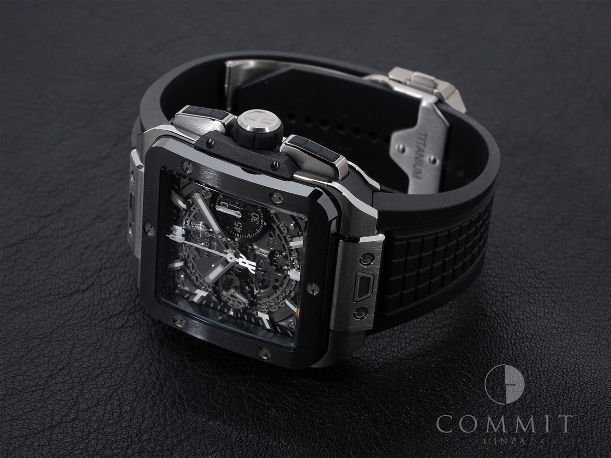 ウブロ スクエアバン ウニコ チタニウム セラミック Ref.821.NM.0170.RX TITANIUM×CERAMIC スケルトン文字盤 美中古 7nuvos9n