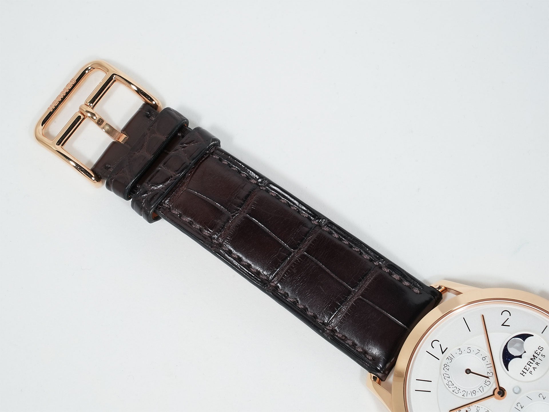エルメス スリム ドゥ エルメス パーペチュアルカレンダー Ref.CA3.870 18KPG シルバー文字盤 中古 75e8jpry