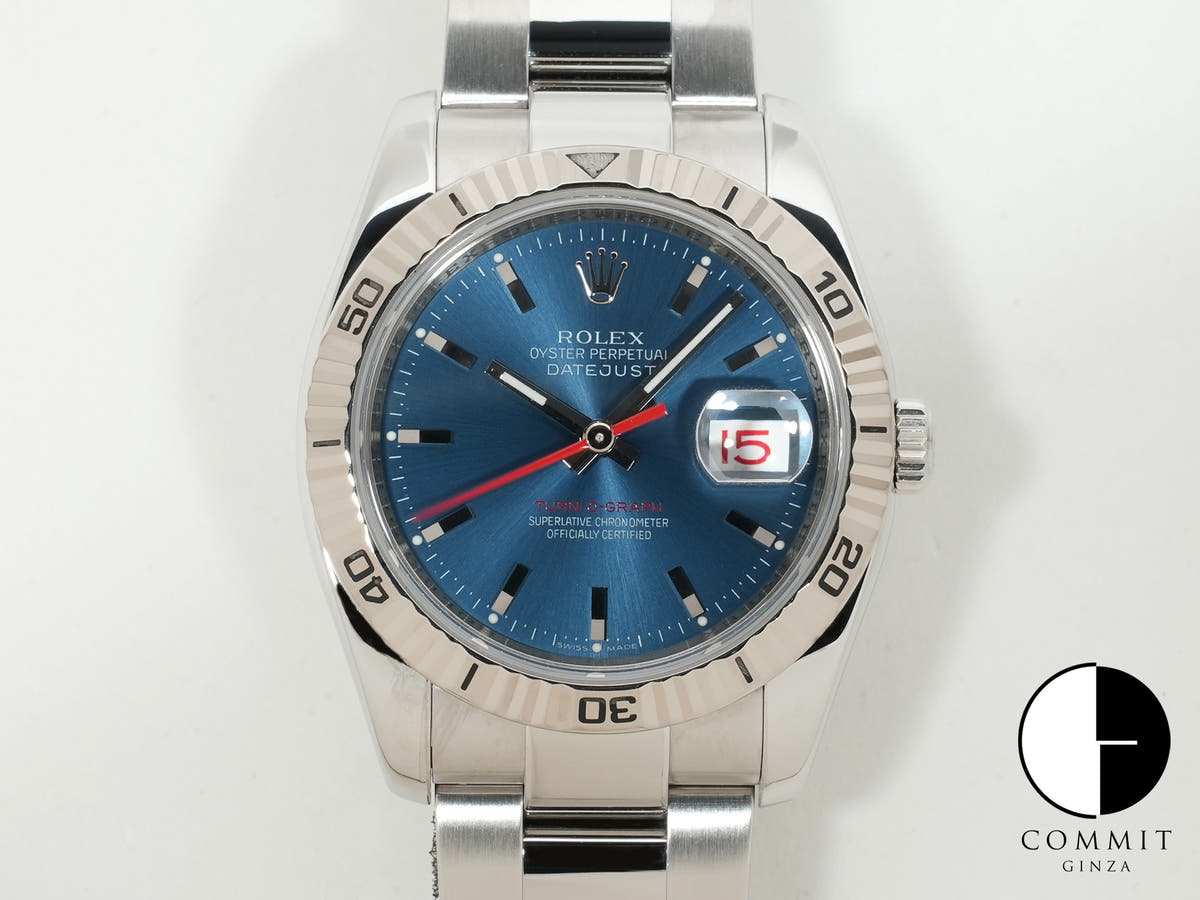 Rolex Datejust Turn-O-Graph Ref.116264 SS/WG Blue Dial Oyster Bracelet Used 5huygqmv