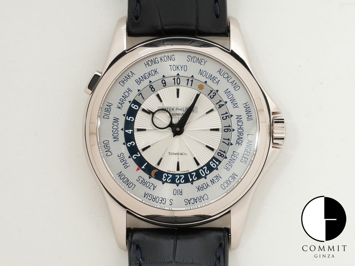 パテックフィリップ ワールドタイム TIFFANY&CO. Ref.5130G-001 18KWG シルバー文字盤 美品 frsmnbr3