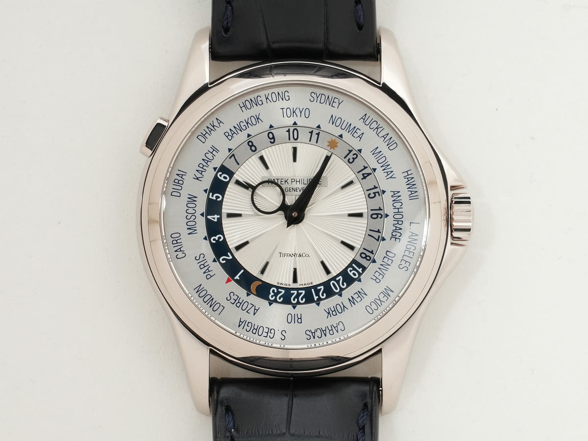 パテックフィリップ ワールドタイム TIFFANY&CO. Ref.5130G-001 18KWG シルバー文字盤 美品 frsmnbr3