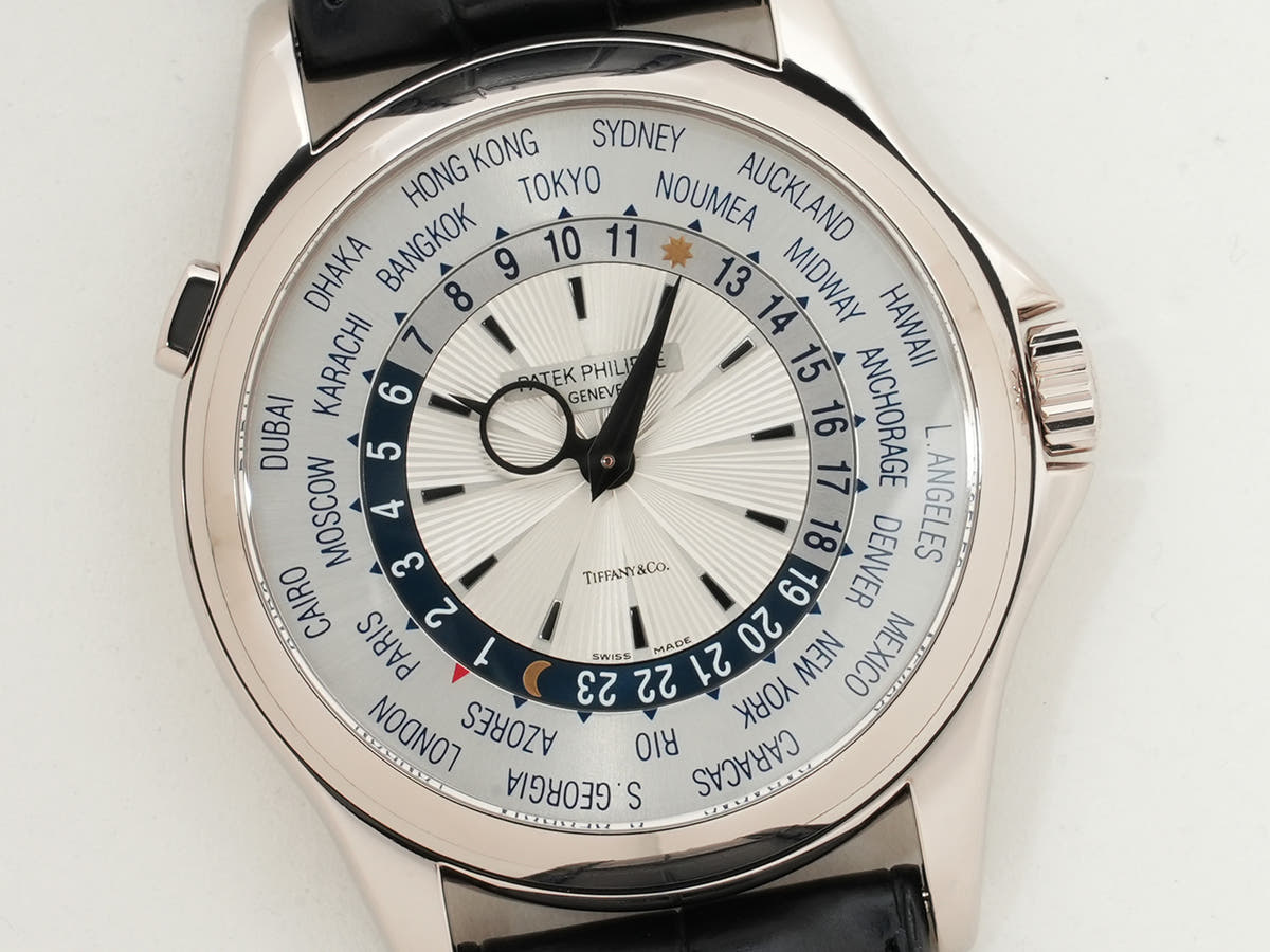 パテックフィリップ ワールドタイム TIFFANY&CO. Ref.5130G-001 18KWG シルバー文字盤 美品 frsmnbr3
