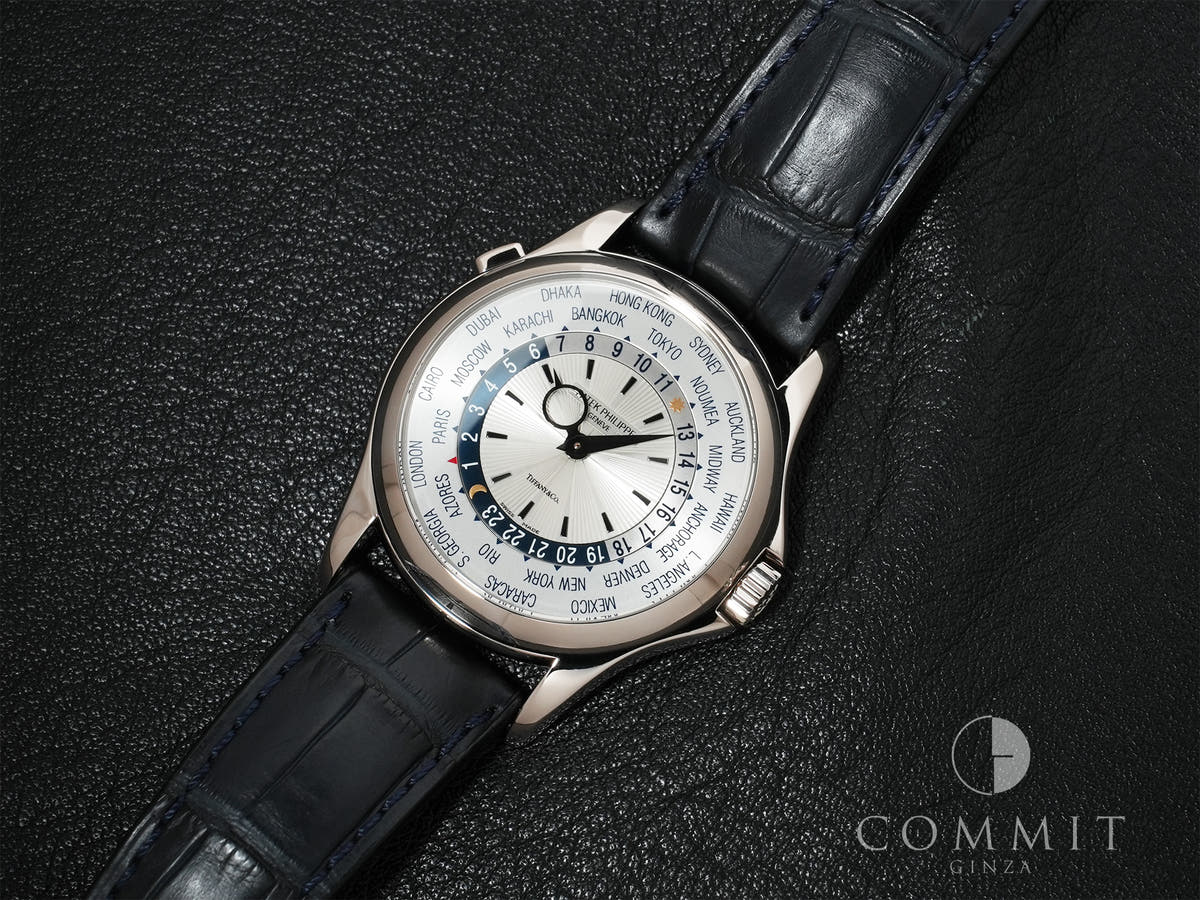 パテックフィリップ ワールドタイム TIFFANY&CO. Ref.5130G-001 18KWG シルバー文字盤 美品 frsmnbr3