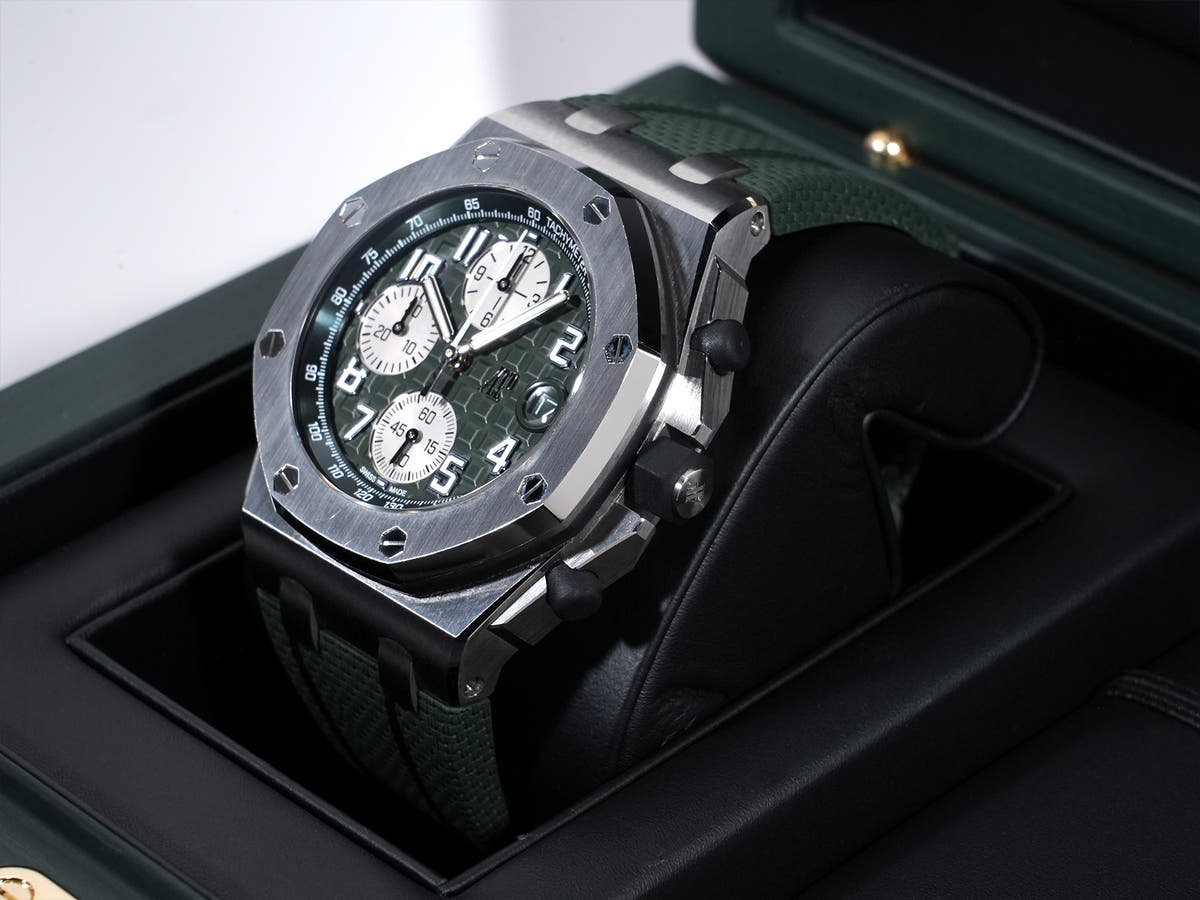 Audemars Piguet Royal Oak Offshore Chronograph Ref.26238TI.OO.A056CA.01 TI Khaki Dial Good Condition Used ok4nqwxd