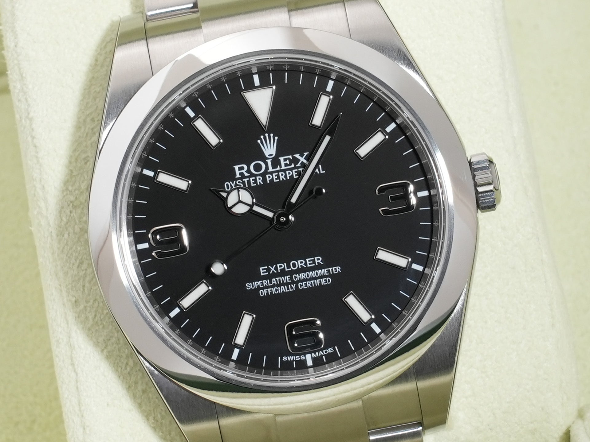 ロレックス エクスプローラーI 鏡面ブラックアウト Ref.214270 SS ブラック文字盤 未使用 wsa8ga5s