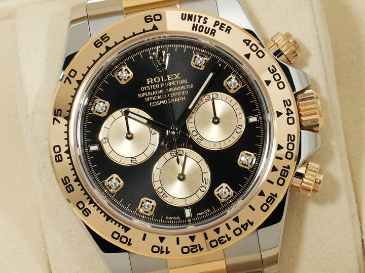 ロレックス デイトナ Ref.126503G ステンレススチール/イエローゴールド ブラックxゴールデンx8Pダイヤ文字盤