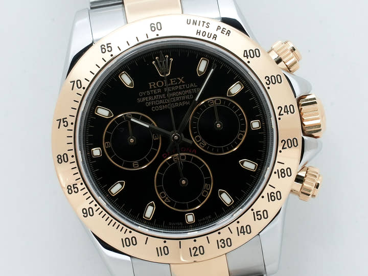 ロレックス デイトナ Ref.116523 ステンレススチール/イエローゴールド ブラック文字盤 美品 qf8tf6bo