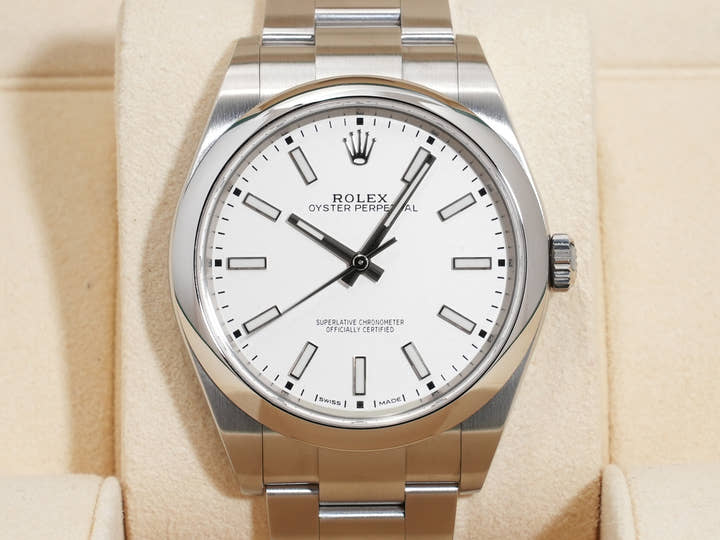 ロレックス オイスターパーペチュアル39 Ref.114300 ステンレススチール ホワイト文字盤