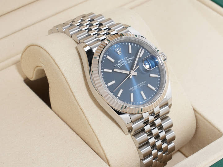 Rolex Datejust 36 Ref.126234 SS/WG Bright Blue Dial Jubilee Bracelet Unused mrar8e3v