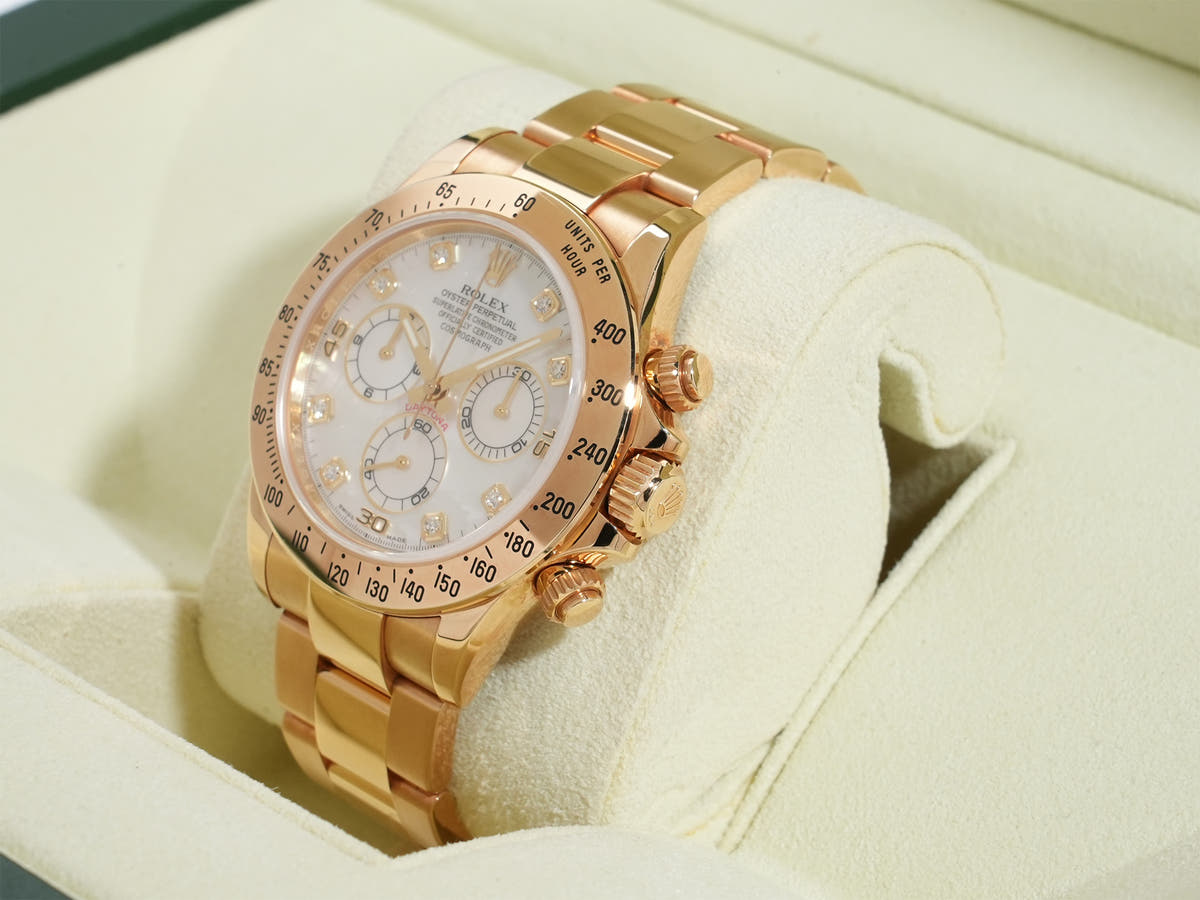 ロレックス デイトナ Ref.116528 18KYG ホワイトシェルx8Pダイヤ文字盤 中古 mr9xhyhr