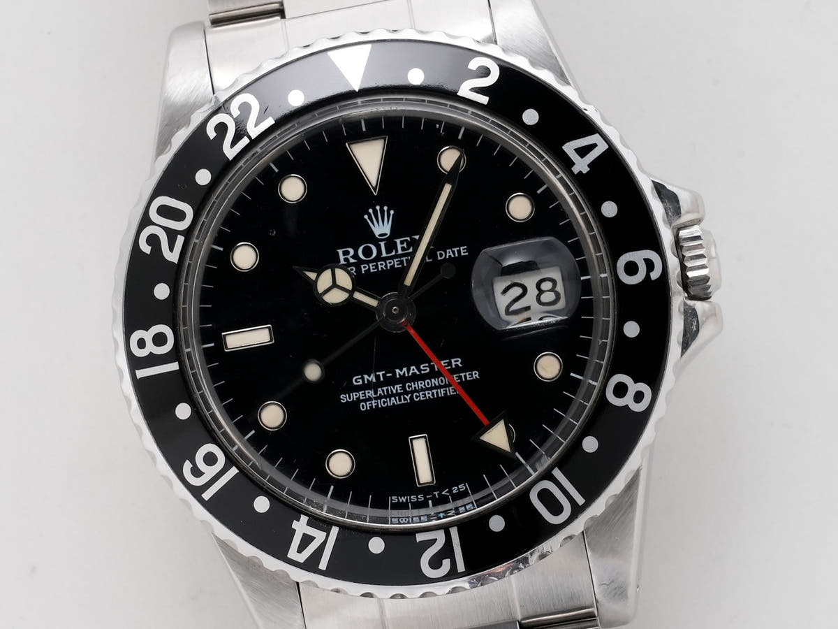 Rolex GMT Master Ref.16750 SS Black Dial Used c4s7zt2j