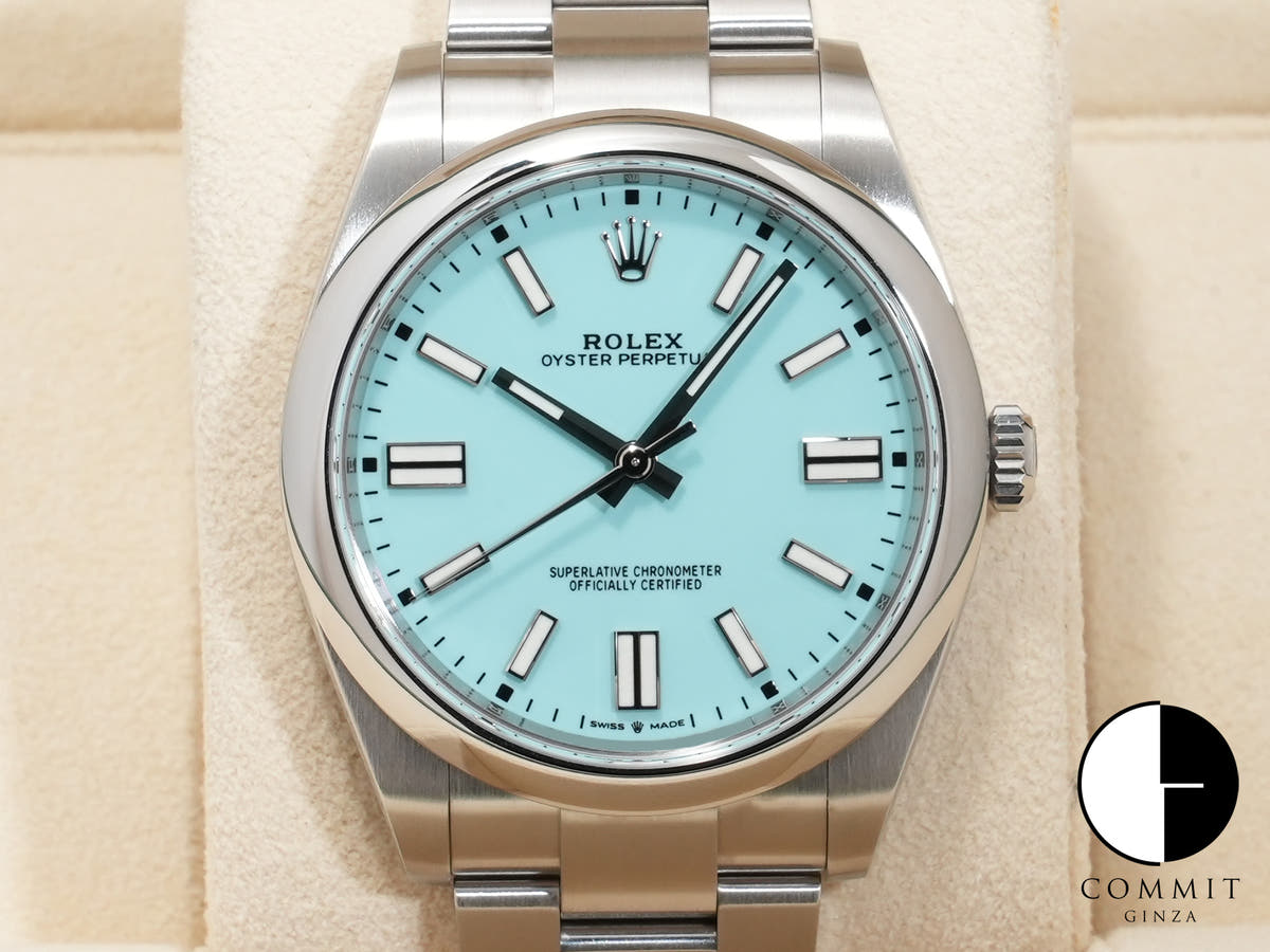 Rolex Oyster Perpetual 41 Ref.124300 SS Turquoise Dial Used n6ihq6rm