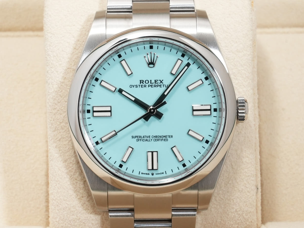 Rolex Oyster Perpetual 41 Ref.124300 SS Turquoise Dial Used n6ihq6rm