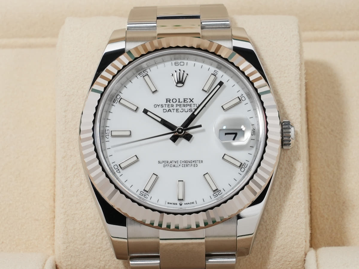 Rolex Datejust 41 Ref.126334 SS/WG White Dial Oyster Bracelet Unused km83cx9z