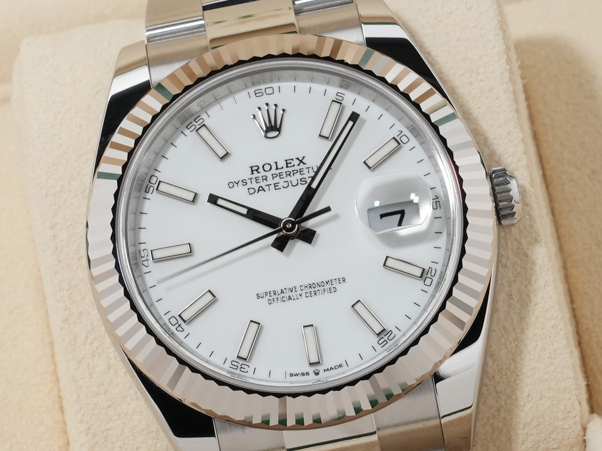Rolex Datejust 41 Ref.126334 SS/WG White Dial Oyster Bracelet Unused km83cx9z
