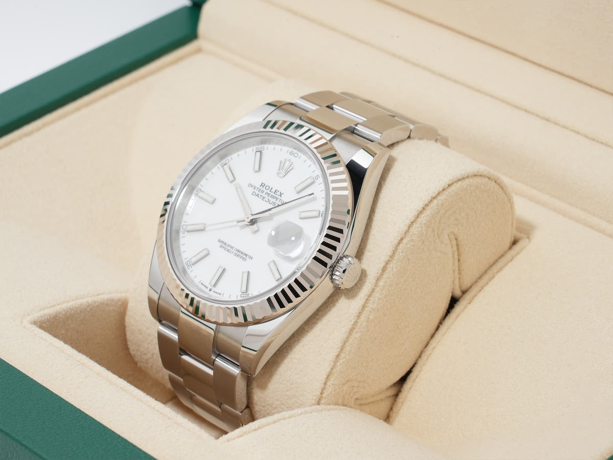 Rolex Datejust 41 Ref.126334 SS/WG White Dial Oyster Bracelet Unused km83cx9z
